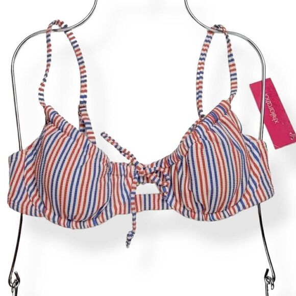 Xhilaration Striped Textured Underwired Bikini Top Large Jrs. 8-10 - Picture 1 of 3